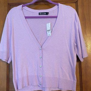 NY & Co 7th Avenue Lilac Short Sleeve Cardigan Size XL